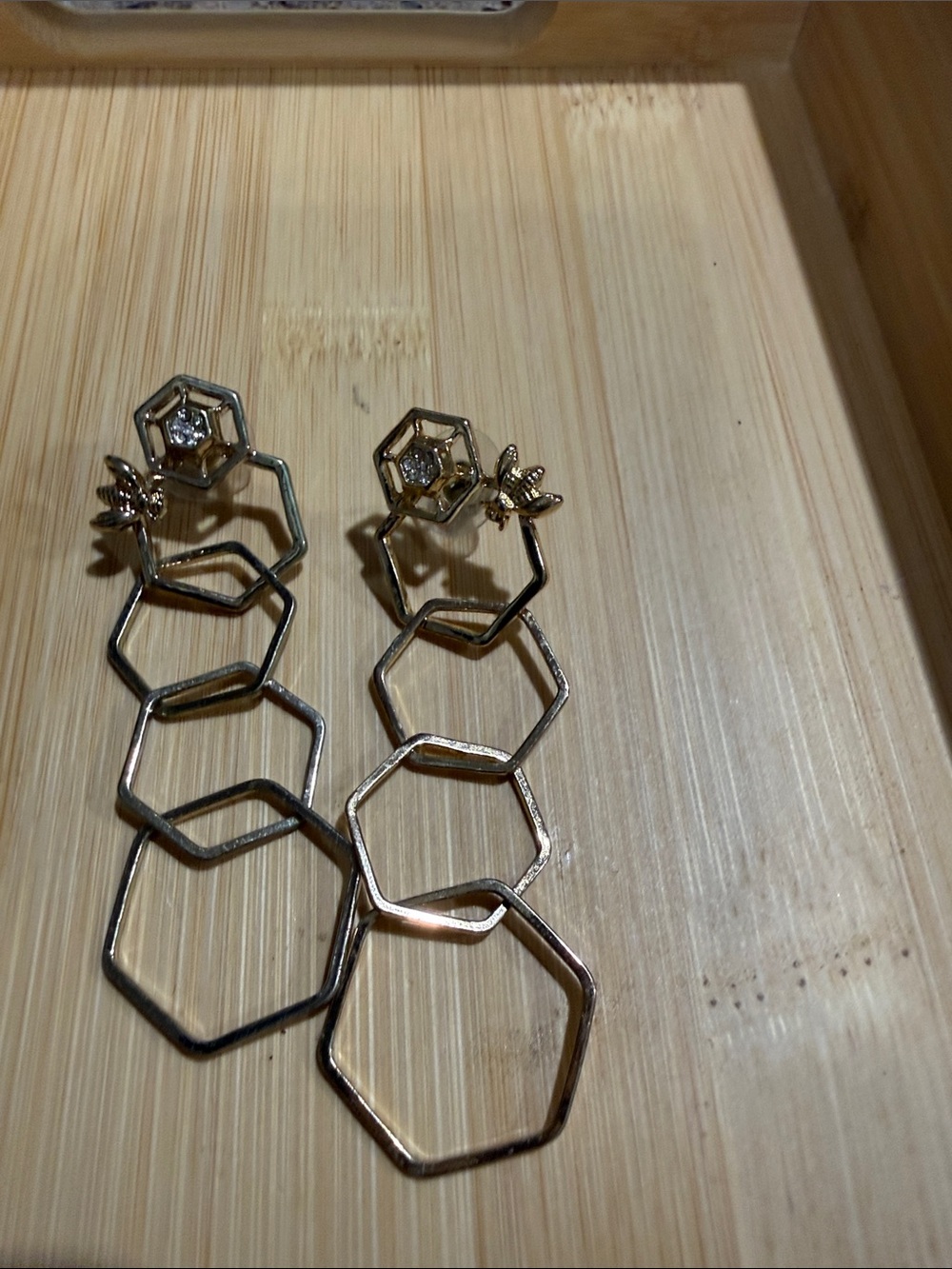 Mary Kay Gold-Tone Multi-Hexagon Drop Earrings with Crystal Accent
